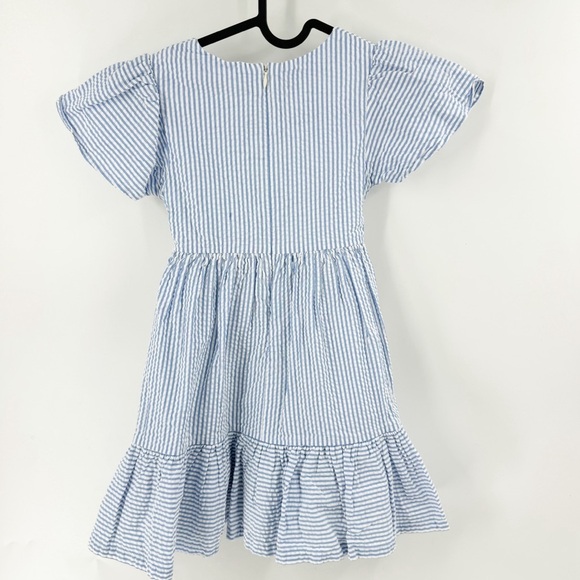 ✅ BODEN SEESUCKER BLUE/WHITE Fit & Flare Dress Penzance/Ivory GIRLS SIZE 7-8 - Picture 6 of 9